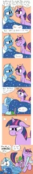 Size: 800x4198 | Tagged: safe, artist:karpet-shark, banned from derpibooru, deleted from derpibooru, derpibooru import, spike, trixie, twilight sparkle, winter wrap up, ask-twilight-and-trixie, bed, bed hair, comic, pouting