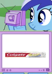 Size: 549x769 | Tagged: safe, banned from derpibooru, deleted from derpibooru, derpibooru import, minuette, exploitable meme, hooves, meme, obligatory pony, toothpaste, tv meme