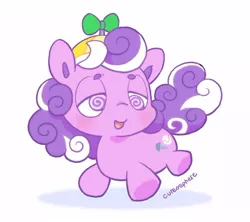 Size: 400x355 | Tagged: safe, banned from derpibooru, deleted from derpibooru, derpibooru import, screwball, cute, hat, propeller hat, sleepy, swirly eyes