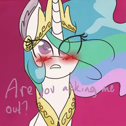 Size: 750x750 | Tagged: safe, artist:ajue, banned from derpibooru, deleted from derpibooru, derpibooru import, princess celestia, blushing, solo, tumblr