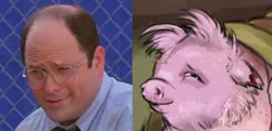 Size: 516x250 | Tagged: safe, artist:quickhorn, banned from derpibooru, deleted from derpibooru, derpibooru import, fluffy pony, comparison, george costanza, seinfeld, shaved