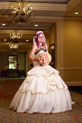 Size: 640x960 | Tagged: safe, artist:polyploidy, banned from derpibooru, deleted from derpibooru, derpibooru import, princess cadance, human, a canterlot wedding, clothes, cosplay, costume, dress, irl, irl human, photo, solo, wedding dress