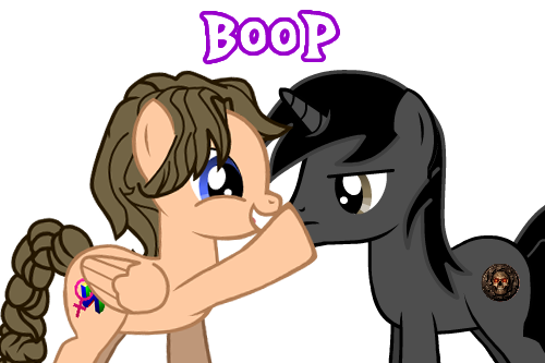 Size: 500x333 | Tagged: safe, banned from derpibooru, deleted from derpibooru, derpibooru import, oc, pegasus, unicorn, pony creator, bhaalspawn, boop, cute