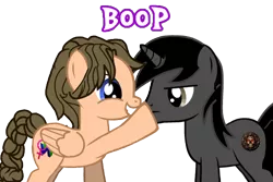 Size: 500x333 | Tagged: safe, banned from derpibooru, deleted from derpibooru, derpibooru import, oc, pegasus, unicorn, pony creator, bhaalspawn, boop, cute