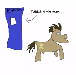 Size: 500x494 | Tagged: safe, artist:dellovan, banned from derpibooru, deleted from derpibooru, derpibooru import, doctor whooves, time turner, comic sans, digital art, doctor who, ms paint, stylistic suck, tardis