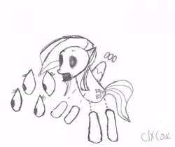 Size: 400x336 | Tagged: safe, artist:clxcool, banned from derpibooru, deleted from derpibooru, derpibooru import, fluttershy, cartoon humor, disembodied parts, monochrome, solo, tex avery, wild take