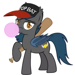 Size: 4998x5000 | Tagged: safe, artist:vito, banned from derpibooru, deleted from derpibooru, derpibooru import, oc, oc:speck, unofficial characters only, bat pony, absurd resolution, baseball bat, bubblegum, female, food, gum, hat, mare, /mlp/, solo, top bat, top gun, vector