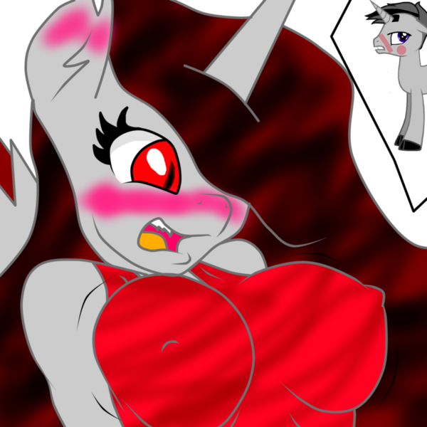 Size: 894x894 | Tagged: suggestive, artist:nightmarefirecreator, artist:silverbrony97, artist:swissleo, banned from derpibooru, deleted from derpibooru, derpibooru import, edit, oc, unofficial characters only, alicorn, anthro, unicorn, alicorn oc, art theft, bra, breasts, clothes, duo, evil, horn, ms paint, nightmare fire, recolor, underwear, wat, why, wings