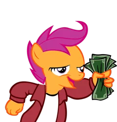 Size: 978x1024 | Tagged: safe, banned from derpibooru, deleted from derpibooru, derpibooru import, scootaloo, chickun, exploitable meme, faic, forced meme, futurama, meme, money, philip j. fry, shut up and take my money, solo