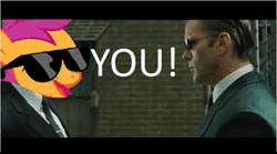 Size: 300x167 | Tagged: safe, banned from derpibooru, deleted from derpibooru, derpibooru import, scootaloo, human, animated, caption, chickun, exploitable meme, faic, forced meme, gif, gif with captions, meme, sunglasses, text, the matrix