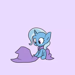 Size: 800x800 | Tagged: safe, artist:bakasan, banned from derpibooru, deleted from derpibooru, derpibooru import, trixie, pony, unicorn, cape, cloak, clothes, cute, diatrixes, female, hat, mare, sitting, smiling, solo, trixie's cape, trixie's hat