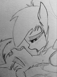 Size: 1535x2056 | Tagged: suggestive, artist:pyravia, banned from derpibooru, deleted from derpibooru, derpibooru import, rainbow dash, rarity, bedroom eyes, female, lesbian, monochrome, pencil drawing, raridash, shipping, sketch, tongue out, traditional art