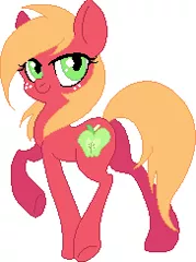 Size: 182x244 | Tagged: safe, artist:purrling, banned from derpibooru, deleted from derpibooru, derpibooru import, big macintosh, earth pony, butt, female, mare, pixel art, plot, rule 63, solo