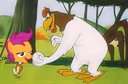 Size: 277x182 | Tagged: safe, banned from derpibooru, deleted from derpibooru, derpibooru import, scootaloo, chickun, exploitable meme, faic, foghorn leghorn, forced meme, meme