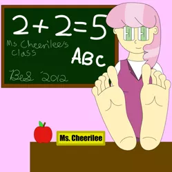 Size: 891x896 | Tagged: safe, artist:b-cacto, banned from derpibooru, deleted from derpibooru, derpibooru import, cheerilee, human, colored, feet, fetish, foot fetish, humanized, soles, solo