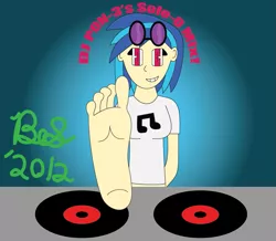 Size: 851x742 | Tagged: safe, artist:b-cacto, banned from derpibooru, deleted from derpibooru, derpibooru import, vinyl scratch, human, colored, feet, fetish, foot fetish, humanized, soles, solo