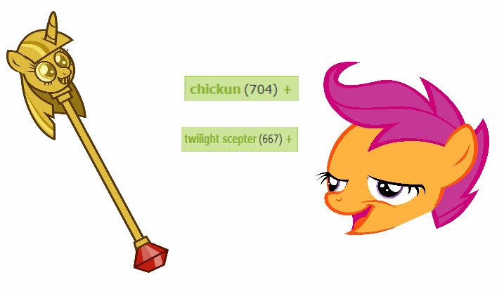 Size: 717x422 | Tagged: safe, banned from derpibooru, deleted from derpibooru, derpibooru import, scootaloo, twilight sparkle, alicorn, princess twilight sparkle (episode), season 4, chickun, chickun vs twilight scepter, exploitable meme, faic, forced meme, meme, scepter, twilight scepter, twilight sparkle (alicorn)