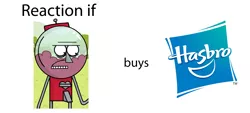 Size: 1768x796 | Tagged: safe, banned from derpibooru, deleted from derpibooru, derpibooru import, benson, exploitable meme, hasbro, meme, meta, reaction if, reaction if x buys hasbro, regular show, text