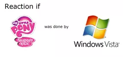 Size: 1182x548 | Tagged: safe, banned from derpibooru, deleted from derpibooru, derpibooru import, exploitable meme, meme, meta, microsoft, reaction if, reaction if mlp fim was done by x, text, windows, windows vista