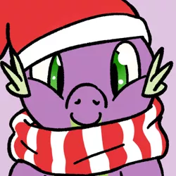 Size: 2000x2000 | Tagged: safe, artist:atrolux, banned from derpibooru, deleted from derpibooru, derpibooru import, spike, christmas, clothes, cute, hat, holiday, santa hat, scarf, solo, spikabetes