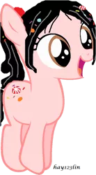 Size: 510x925 | Tagged: safe, artist:hay123lin, artist:softfang, banned from derpibooru, deleted from derpibooru, derpibooru import, ponified, pony, solo, vanellope von schweetz, wreck-it ralph