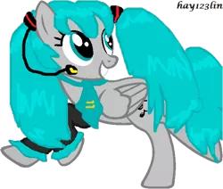 Size: 624x530 | Tagged: safe, artist:hay123lin, artist:softfang, banned from derpibooru, deleted from derpibooru, derpibooru import, ponified, pony, hatsune miku, solo, vocaloid