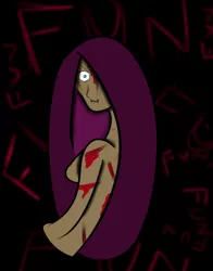 Size: 792x1008 | Tagged: semi-grimdark, suggestive, artist:merc267, banned from derpibooru, deleted from derpibooru, derpibooru import, pinkie pie, human, blood, cut, female, humanized, light skin, murder, murderface, pinkamena diane pie, psycho, run, scratches, solo, solo female