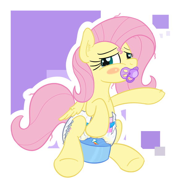 Size: 1304x1328 | Tagged: questionable, artist:vitriolink, banned from derpibooru, deleted from derpibooru, derpibooru import, fluttershy, diaper, diaper fetish, female, fetish, pacifier, pissing, poofy diaper, potty, potty time, potty training, solo, solo female, training potty, urine, wet diaper, wetting