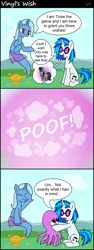 Size: 1530x4060 | Tagged: safe, artist:wertyla, banned from derpibooru, deleted from derpibooru, derpibooru import, octavia melody, trixie, vinyl scratch, genie, octopus, comic, pun