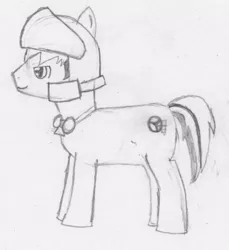 Size: 427x467 | Tagged: safe, artist:rockettheracer, banned from derpibooru, deleted from derpibooru, derpibooru import, ponified, pony, axle, lego, lego rock raiders, monochrome, solo, traditional art