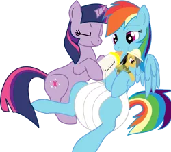 Size: 10000x8866 | Tagged: safe, artist:craymin, artist:kamkow11, banned from derpibooru, deleted from derpibooru, derpibooru import, rainbow dash, twilight sparkle, absurd resolution, adult foal, diaper, diaper fetish, female, fetish, lesbian, shipping, twidash