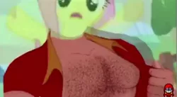 Size: 640x351 | Tagged: safe, banned from derpibooru, deleted from derpibooru, derpibooru import, fluttershy, beauty and the beast, gaston, hair, wat, youtube poop