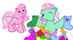 Size: 872x486 | Tagged: safe, artist:milliezone, banned from derpibooru, deleted from derpibooru, derpibooru import, minty, pinkie pie, g3