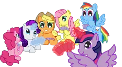 Size: 1744x972 | Tagged: safe, artist:milliezone, banned from derpibooru, deleted from derpibooru, derpibooru import, applejack, fluttershy, pinkie pie, rainbow dash, rarity, twilight sparkle, alicorn, mane six, twilight sparkle (alicorn)