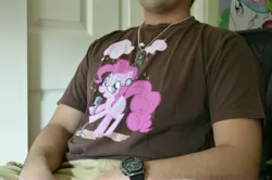 Size: 4928x3264 | Tagged: safe, banned from derpibooru, deleted from derpibooru, derpibooru import, pinkie pie, twilight sparkle, human, acne, brony, clothes, irl, irl human, merchandise, photo, shirt