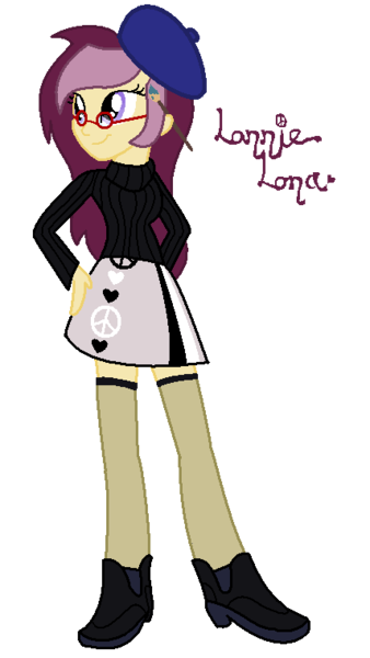 Size: 428x760 | Tagged: safe, artist:sjart117, banned from derpibooru, deleted from derpibooru, derpibooru import, oc, oc:lannie lona, unofficial characters only, equestria girls, beatnik, beret, clothes, hat, ms paint, solo, sweater, turtleneck