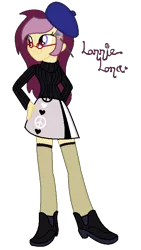 Size: 428x760 | Tagged: safe, artist:sjart117, banned from derpibooru, deleted from derpibooru, derpibooru import, oc, oc:lannie lona, unofficial characters only, equestria girls, beatnik, beret, clothes, hat, ms paint, solo, sweater, turtleneck