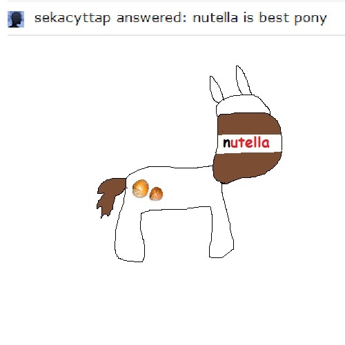 Size: 500x500 | Tagged: safe, artist:dellovan, banned from derpibooru, deleted from derpibooru, derpibooru import, ponified, food pony, original species, pony, comic sans, digital art, food, ms paint, nutella, nutella pony, stylistic suck