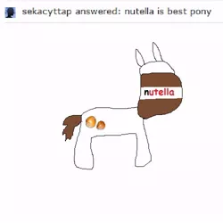 Size: 500x500 | Tagged: safe, artist:dellovan, banned from derpibooru, deleted from derpibooru, derpibooru import, ponified, food pony, original species, pony, comic sans, digital art, food, ms paint, nutella, nutella pony, stylistic suck