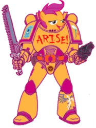 Size: 200x268 | Tagged: safe, banned from derpibooru, deleted from derpibooru, derpibooru import, scootaloo, arise, chickun, exploitable meme, faic, forced meme, meme