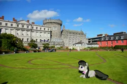 Size: 5184x3456 | Tagged: safe, artist:alexiy777, artist:laopokia, banned from derpibooru, deleted from derpibooru, derpibooru import, octavia melody, human, pony, castle, dublin, ireland, irl, lying down, photo, ponies in real life, solo, vector