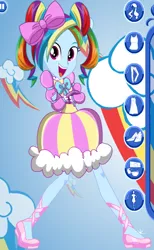 Size: 332x540 | Tagged: safe, banned from derpibooru, deleted from derpibooru, derpibooru import, screencap, rainbow dash, equestria girls, clothes, cute, dress, dress up, dressup game, game, rainbow dash always dresses in style, solo, starsue