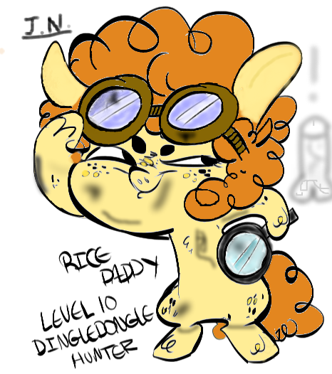 Size: 466x526 | Tagged: questionable, artist:jn, artist:ricedaddy, banned from derpibooru, deleted from derpibooru, derpibooru import, oc, oc:dingle dongle hunter, unofficial characters only, pony, balls, bedroom eyes, bipedal, caught, coloring, curly hair, dat face, dust, goggles, hairy balls, large ears, lineart, magnifying glass, nudity, solo, soot, vein
