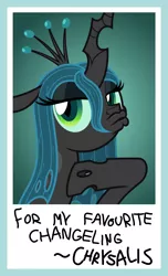 Size: 3040x5000 | Tagged: safe, artist:zutheskunk, banned from derpibooru, deleted from derpibooru, derpibooru import, queen chrysalis, absurd resolution, bedroom eyes, duckface, photo, selfie, smiling, solo, vector