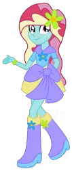 Size: 316x748 | Tagged: safe, artist:sjart117, banned from derpibooru, deleted from derpibooru, derpibooru import, oc, oc:breeziesweet, unofficial characters only, breezie, human, equestria girls, boots, bow, bracelet, breeziesweet, clothes, equestria girls-ified, flower, freckles, humanized, jewelry, ms paint, shoes, solo