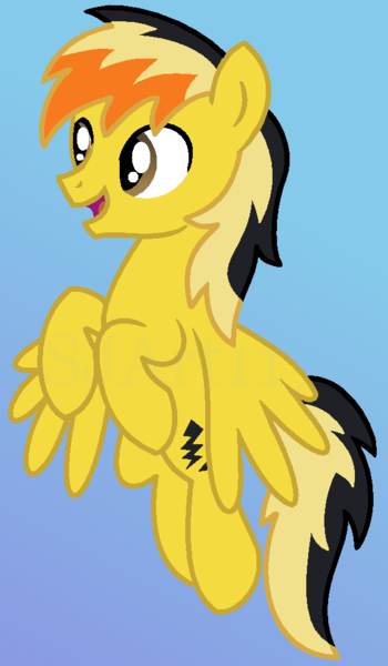 Size: 584x1000 | Tagged: safe, artist:sjart117, banned from derpibooru, deleted from derpibooru, derpibooru import, oc, unofficial characters only, pegasus, artweaver, electuroo, flying, happy, ms paint, solo