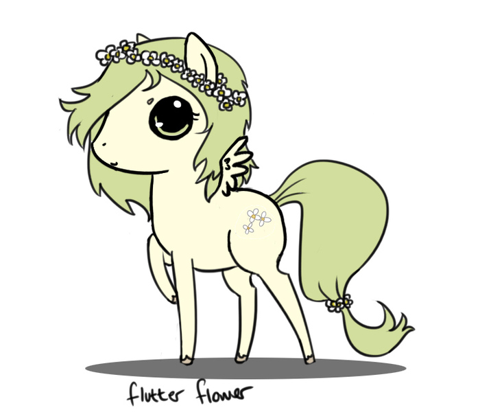 Size: 750x643 | Tagged: safe, artist:hoshi-kou, banned from derpibooru, deleted from derpibooru, derpibooru import, oc, oc:flutterflower, unofficial characters only, pegasus, floral head wreath, flower, solo