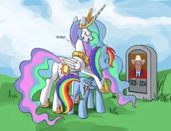 Size: 910x700 | Tagged: safe, banned from derpibooru, deleted from derpibooru, derpibooru import, celestia's grave meme, exploitable meme, fred phelps, gravestone, meme, westboro baptist church