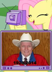 Size: 438x600 | Tagged: safe, banned from derpibooru, deleted from derpibooru, derpibooru import, fluttershy, death, drama, exploitable meme, fred phelps, meme, obligatory pony, op started shit, tv meme, westboro baptist church