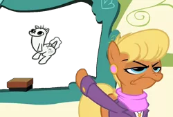 Size: 880x595 | Tagged: suggestive, banned from derpibooru, deleted from derpibooru, derpibooru import, ms. harshwhinny, dickbutt, exploitable meme, hornplot, meme, ms. harshwhinny's professional chalkboard, obligatory pony